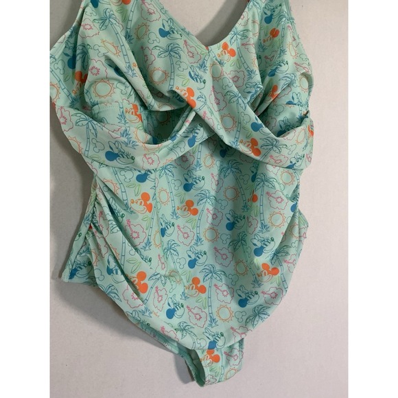 Disney Aqua One Piece Swimsuit with Orange and Blue Accents 1X - Picture 3 of 10